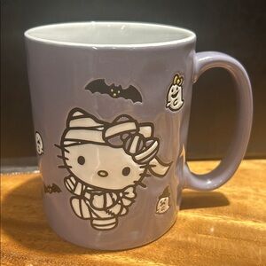 Hello Kitty 2024 Lavender Gray Halloween Mug with Bat and Ghost Accents